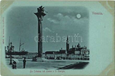 Venezia, Venice; La Colonna col Leone e S. Giorgio / Column of San Marco, San Giorgio Maggiore island (fl)