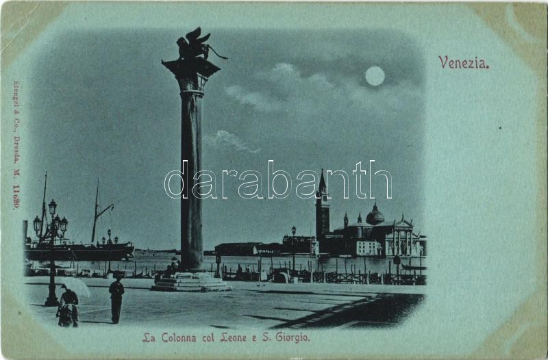 Venezia, Venice; La Colonna col Leone e S. Giorgio / Column of San Marco, San Giorgio Maggiore island (fl)