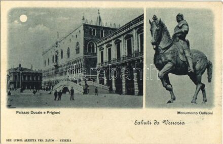 Venezia, Venice; Palazzo Ducale e Prigioni, Monumento Colleoni / Doge's Palace, prisons, monument, statue. Dep. Luigia Alzetta Ved. Zanco
