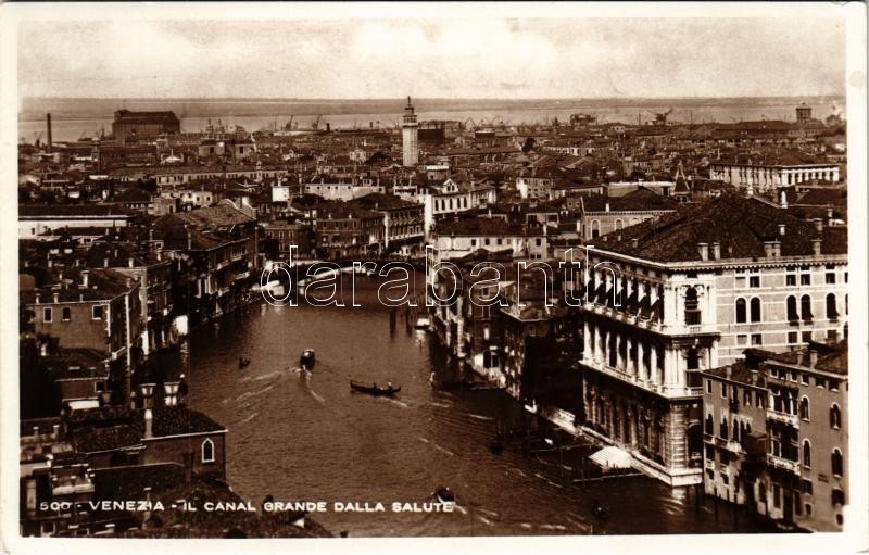 1937 Venezia, Venice; Il Canal Grande dalla Salute / Grand Canal, church, boats. Fot. G. Brocca