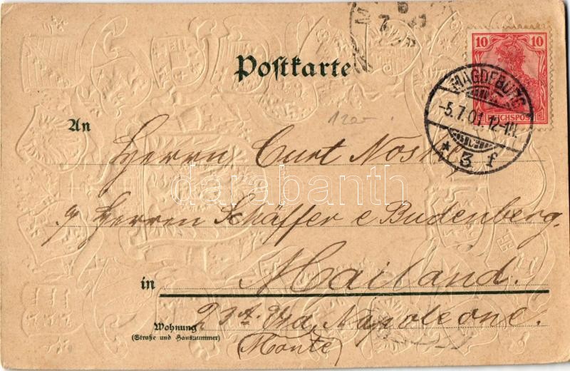 1901 Einigkeit macht stark / German coat of arms. Emb. litho (worn corners) - Image 2