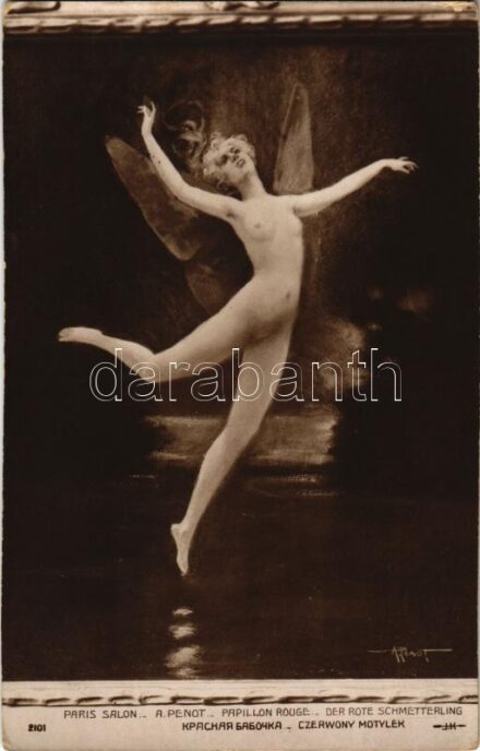 Der Rote Schmetterling / Papillon Rouge / Erotic nude butterfly lady. Paris Salon 2101. s: A. Penot