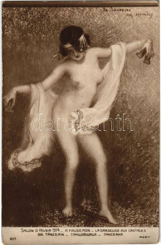 La danseuse aux crotales. Salon d'Hiver / Erotic nude dancing lady. 2117. s: A. Faugeron
