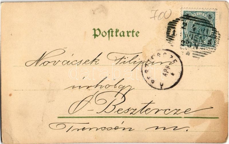 1904 Fröhliche Ostern! / Easter greeting card with angels and eggs, litho (EK) - Image 2