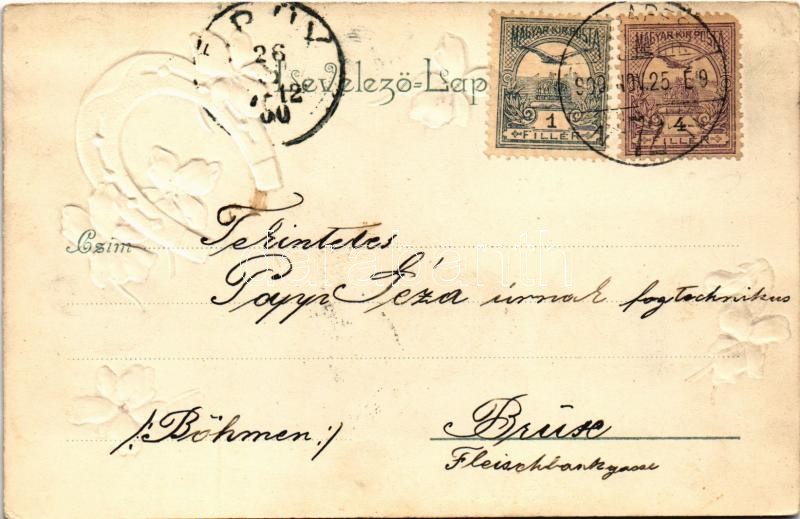 1900 Flowers with horseshoe. Emb. litho - Image 2