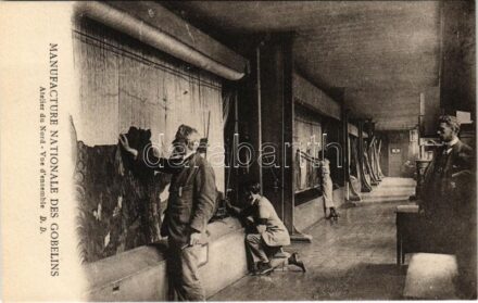 Paris, Manufacture Nationale des Gobelins. Atelier du Nord, Vue d'ensemble / Gobelins Manufactory, interior, northern workshop