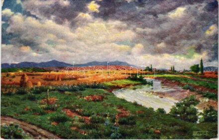 Kosovo, Kossovo / general view, art postcard. Typochrom L. Benes 15. s: T. Chvrakitch