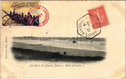 1906 Grand Lahou, Cote d'Ivoire / seashore. Collection Eug. Aubert. TCV card + 'Exposition Coloniale Marseille 1906' So. Stpl. (fl)