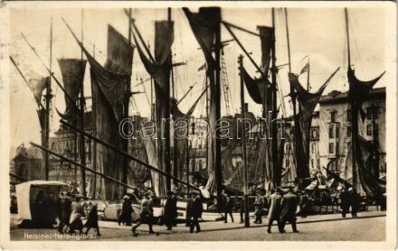 1931 Helsinki, Helsingfors; harbor, port, sailing vessels, fishing boats (EK)