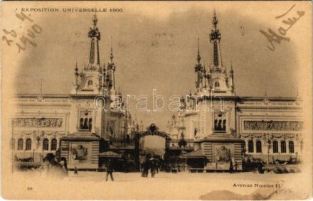 1900 Paris, Exposition Universelle de 1900. Avenue Nicolas II / International Exposition, World's Fair, advertising card. Heliotypie E. Le Deley (fl)