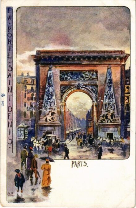 Paris, La porte Saint Denis / street view, gate. 402. (worn corner)