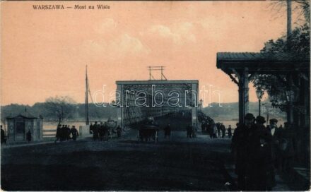 Warszawa, Warschau, Warsaw; Most na Wisle / bridge, horse-drawn carriage + 'Kommando der k.u.k. Heeresbahn in Radom. Abteilung VII f. d. Einnahmenkontrolle'
