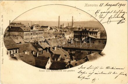 1900 Chomutov, Komotau; Totale vom Kirchturm aus gesehen / general view from the church tower. Verlag Hofmann, Leder & Co. No. 276. (EK)