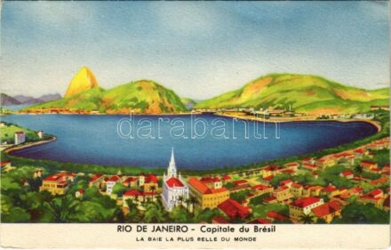 1937 Rio de Janeiro, Capitale du Brésil, La Baie la Plus Belle du Monde. Departement National du Café. Les Cafés du Brésil a l'Exposition 1937 / general view, bay. advertising card