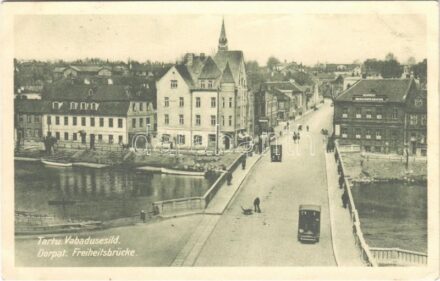 1931 Tartu, Dorpat; Vabadusesild / Freiheitsbrücke / bridge, automobile (EK)
