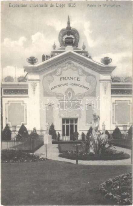 1905 Liege, Exposition Universelle de Liege. Palais ce l'Agriculture (France) / Liege International World's Fair advertisement card. French agricultural pavilion