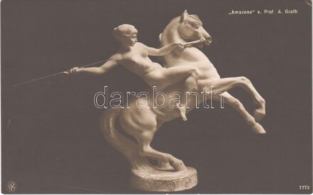 'Amazone' v. Prof. A. Grath / erotic nude lady on horse, sculpture. N.P.G. 1773. (fl)