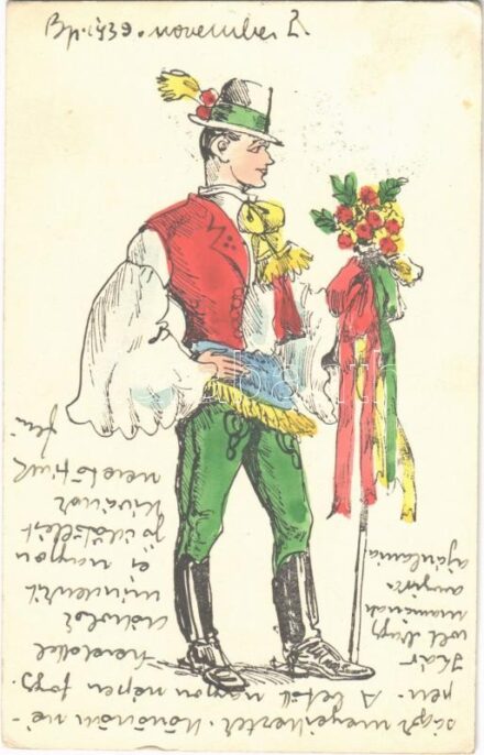 1939 Magyar folklór művészlap / Hungarian folklore art postcard (EK)