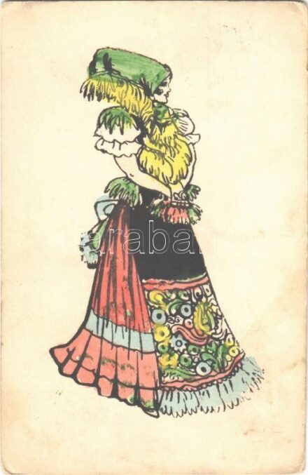 1938 Magyar folklór művészlap / Hungarian folklore art postcard (EK)