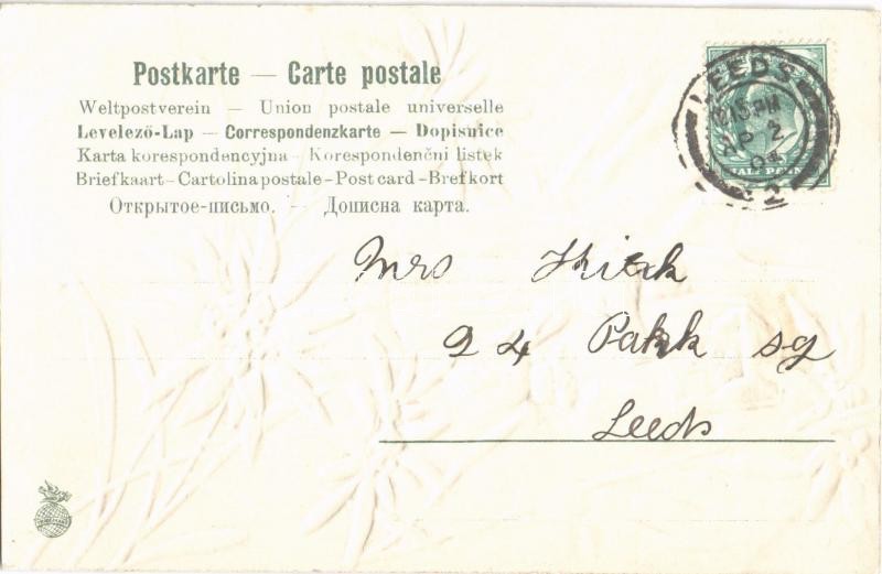 1904 Tyrolean folklore art postcard. Emb. litho - Image 2