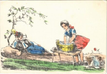 1942 Magyar folklór művészlap / Hungarian folklore art postcard (EK)