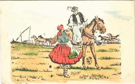 1935 Magyar folklór művészlap / Hungarian folklore art postcard (EK)