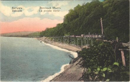 Batumi, Batoum; La pointe verte / Green Cape, railway line, locomotive (wet corner)