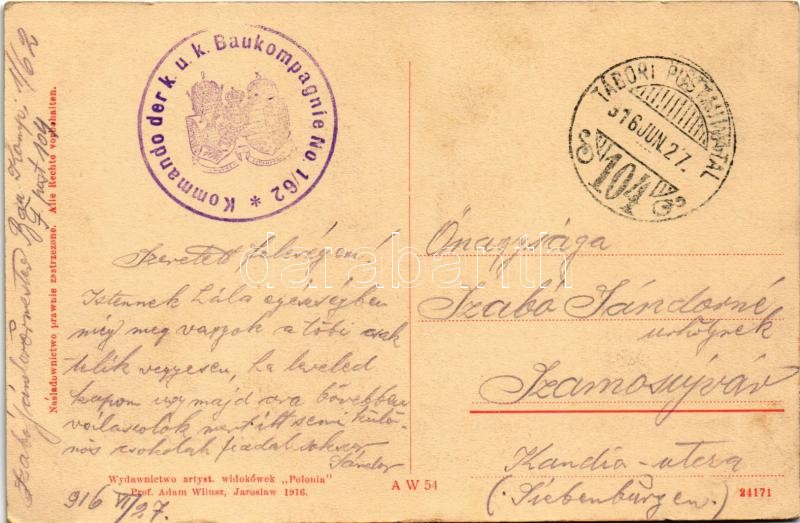 1916 Gorlice, po inwazyi / destruction after the Russian invasion + 'Kommando der k.u.k. Baukompagnie No. 1/62.' - Image 2