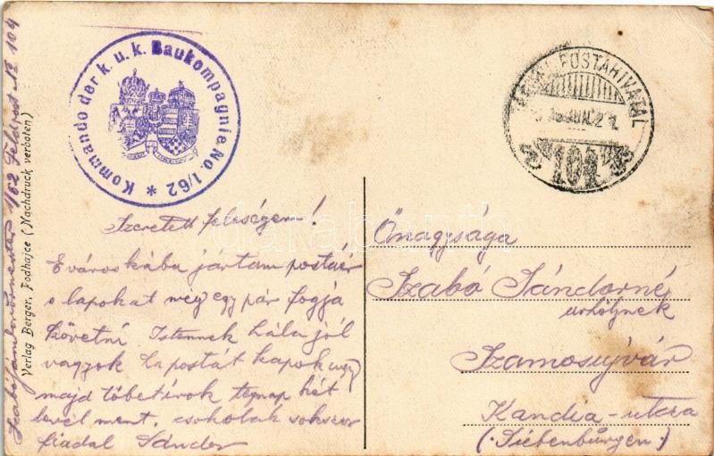 1916 Pidhaitsi, Pidhajci, Podhajce; Mlyn / Mühle / mill + 'Kommando der k.u.k. Baukompagnie No. 1/62.' (EK) - Image 2