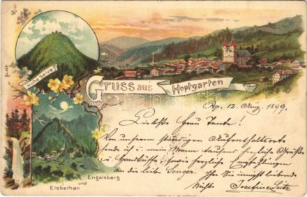 1899 (Vorläufer) Hopfgarten (Tirol), Hohe Salve, Elsbethen und Engelsberg. Art Nouveau, floral, litho (EK)
