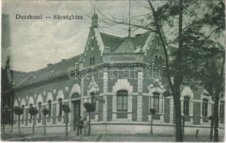 1920 Dunakeszi, Községháza + perforált bélyeg lyukasztása AOB (EK)