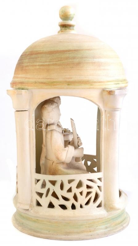Két zenész a pavilonban, mázas kerámia, jelzés nélkül, repedésekkel, m: 42 cm, d: 23 cm. Jótékonysági árverés a Házat-Hazát Alapítvány otthonteremtési programjának támogatására. - Image 3