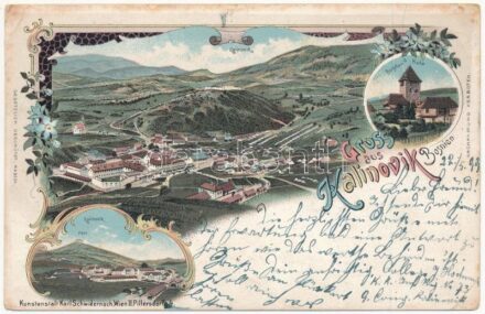1899 (Vorläufer) Kalinovik, Bogdan's Kula, Fort / fortress castle, tower. Kunstanstalt Karl Schwidernoch Art Nouveau, floral, litho (EK)