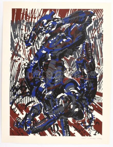 Simonyi Emő (1943-): Álom kékben, 1992. Szitanyomat, papír. Jelzett, számozott (27/40). 58x42 cm