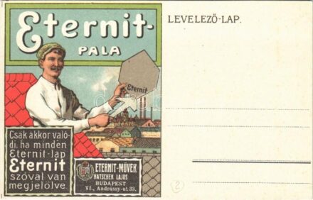 Eternit-Pala. Hatschek Lajos Eternit-Művek reklámlapja / Hungarian roof tile advertisement card. litho