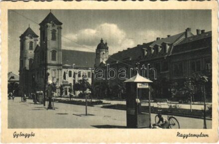 1944 Gyöngyös, nagytemplom, utca, távbeszélő fülke