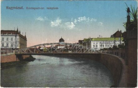 1918 Nagyvárad, Oradea; Körös part, izraelita templom, zsinagóga / Cris riverside, synagogue