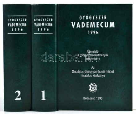 Gyógyszer Vademecum 1-2. Útmutató gyógyszerkészítmények rendelésére. Bp., 1996. OGYI. Kiadói műbőr kötésben