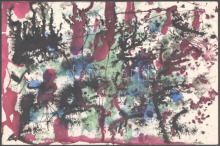 Hikádi Erzsébet, Czene Béláné (1911-2008): Absztrakt kompozíció. Akvarell, papír, jelzett a hátoldalán, lapszéli szakadással, 20×30 cm