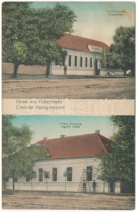 1914 Galagonyás, Glogonj; Gemeindehaus, Notärs Wohnung / községháza, jegyzői lakás. Verlag Theodor Rechnitzer / town hall, notary's house (fl)