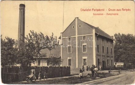 Paripás, Parabuty, Parabutsch, Parabuc, Ratkovo; Gőzmalom. W. L. (?) 1984. Mergl György kiadása / Dampfmühle / steam mill (kopott sarkak / worn corners)