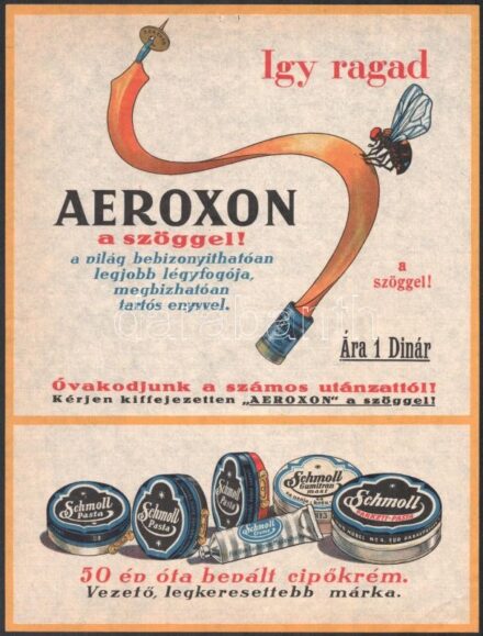 Aeroxon cipókrém plakát cca 1930 22x27 cm