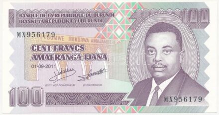 Burundi 2011. 100Fr T:I,I- Burundi 2011. 100 Francs C:UNC,AU