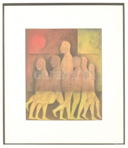 Korányi Gábor (1952-): Evolúció, 1996-97. Vegyes technika, papír, jelzett, a hátoldalán feliratozott. Üvegezett fa keretben. 25x22,5 cm