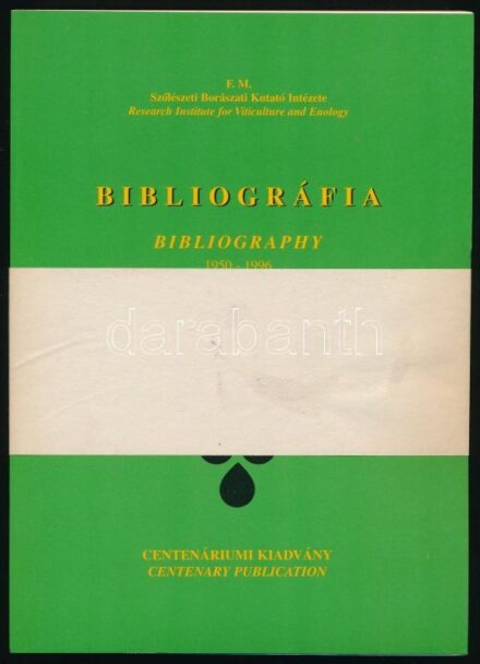 Bibliográfia. Bibliography. 1950-1996. Szerk.: Erdősi Mária. Centenáriumi kiadvány.; Emlékkönyv. Memoirs. 1896-1996. Szerk.: Erdősi Mária, Szabó Attila. Centenáriumi kiadvány. Megjelent 1500 példányban. Kecskemét, 1996., F. M.