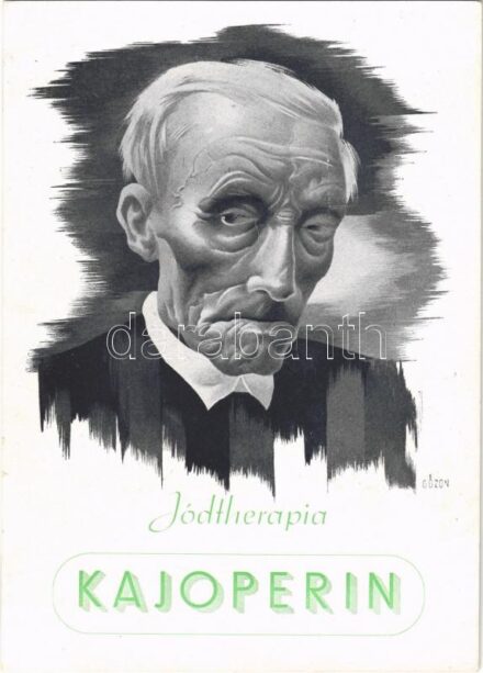 Kajoperin Jódterápia, Medichemia gyógyszerkészítmények gyára Rt. reklám, Budapest X. Hölgy utca 14. / Hungarian medicine advertisement s: Gózon (16,7 cm x 12 cm) (EK)