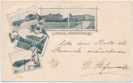 1898 (Vorläufer) Pancsova, Pancevo; árvíz, piac, terek / flood, market, squares. Art Nouveau, floral (fl)