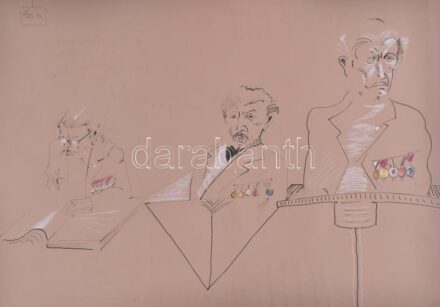 Nagy Lajos (1956-): Letűnt kor, 1986. Kréta, karton,, papír, jelzett. Lap széle kissé sérült. 50x70 cm