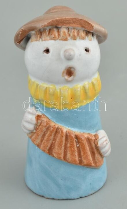 Kerámia figura, színesen festett, jelzett: XX Hungary, sérült, m: 7 cm