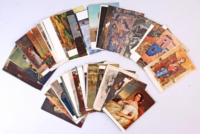 Kb. 76 db MODERN művész motívum képeslap, főleg magyarok / Cca. 76 moder art motive postcards, mostly Hungarian
